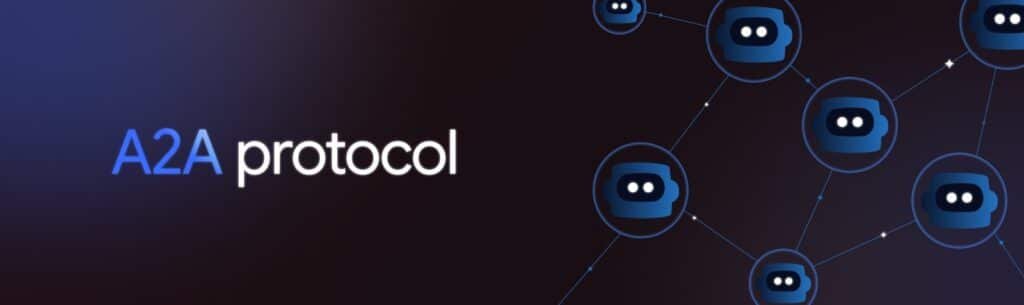 Illustration of AI agents exchanging data securely across platforms using Google’s A2A protocol and HyperCycle’s decentralized network.